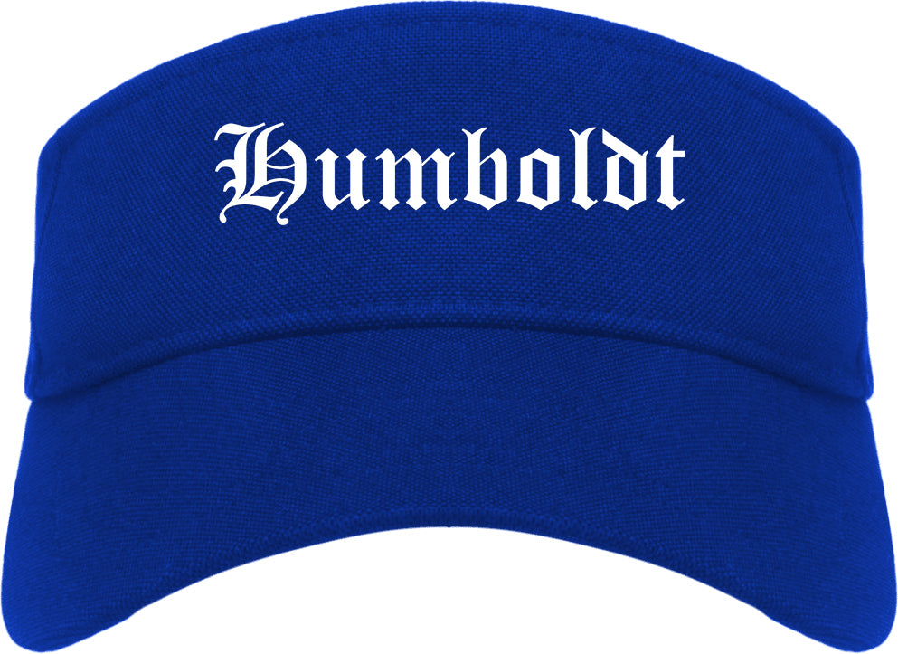Humboldt Tennessee TN Old English Mens Visor Cap Hat Royal Blue