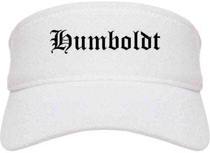Humboldt Tennessee TN Old English Mens Visor Cap Hat White