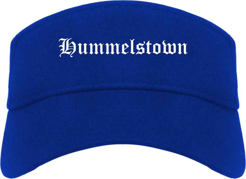 Hummelstown Pennsylvania PA Old English Mens Visor Cap Hat Royal Blue