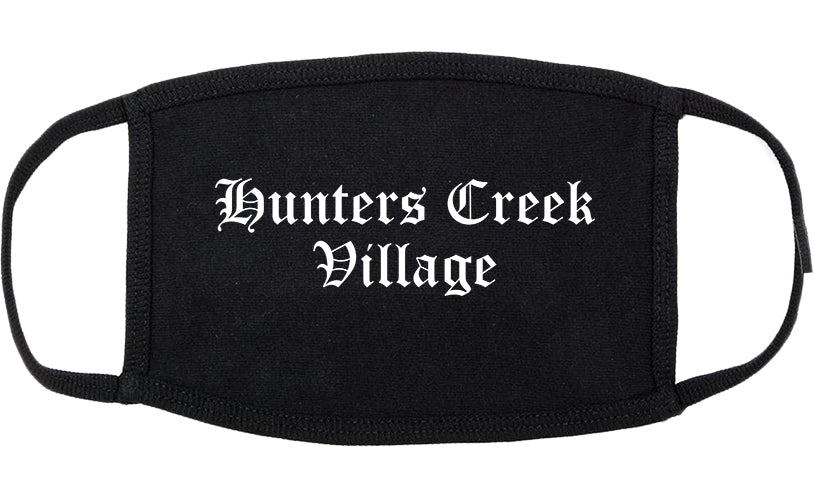 Hunters Creek Village Texas TX Old English Cotton Face Mask Black