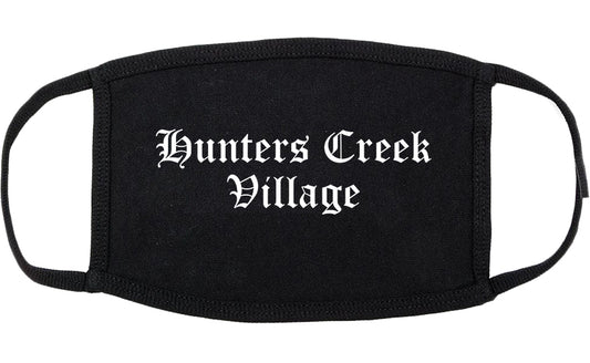 Hunters Creek Village Texas TX Old English Cotton Face Mask Black