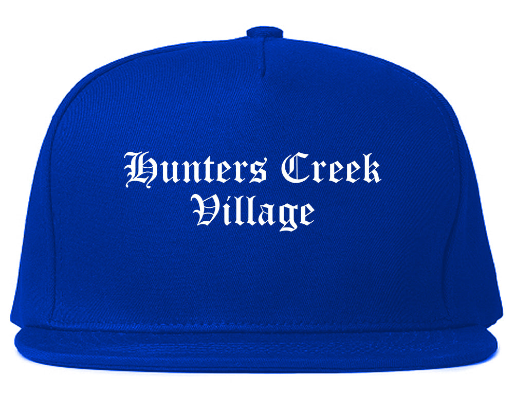 Hunters Creek Village Texas TX Old English Mens Snapback Hat Royal Blue