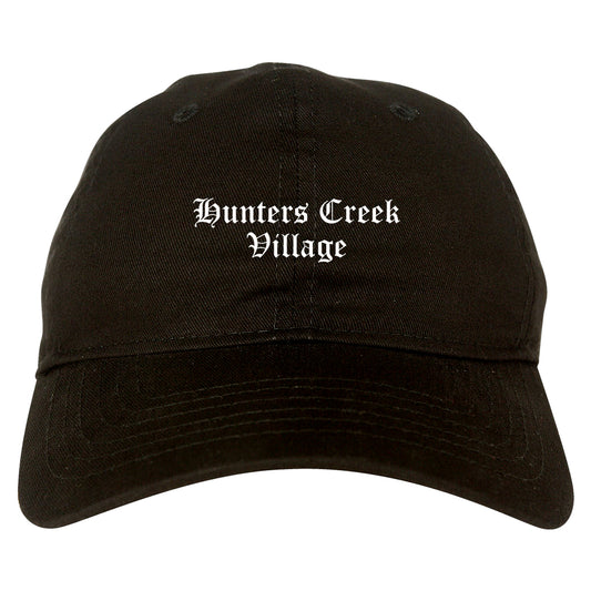 Hunters Creek Village Texas TX Old English Mens Dad Hat Baseball Cap Black