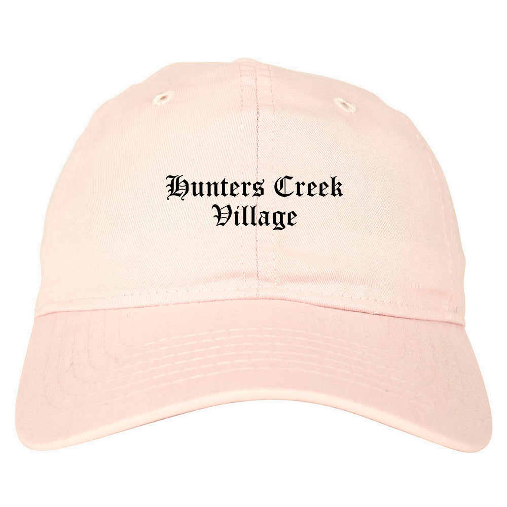 Hunters Creek Village Texas TX Old English Mens Dad Hat Baseball Cap Pink