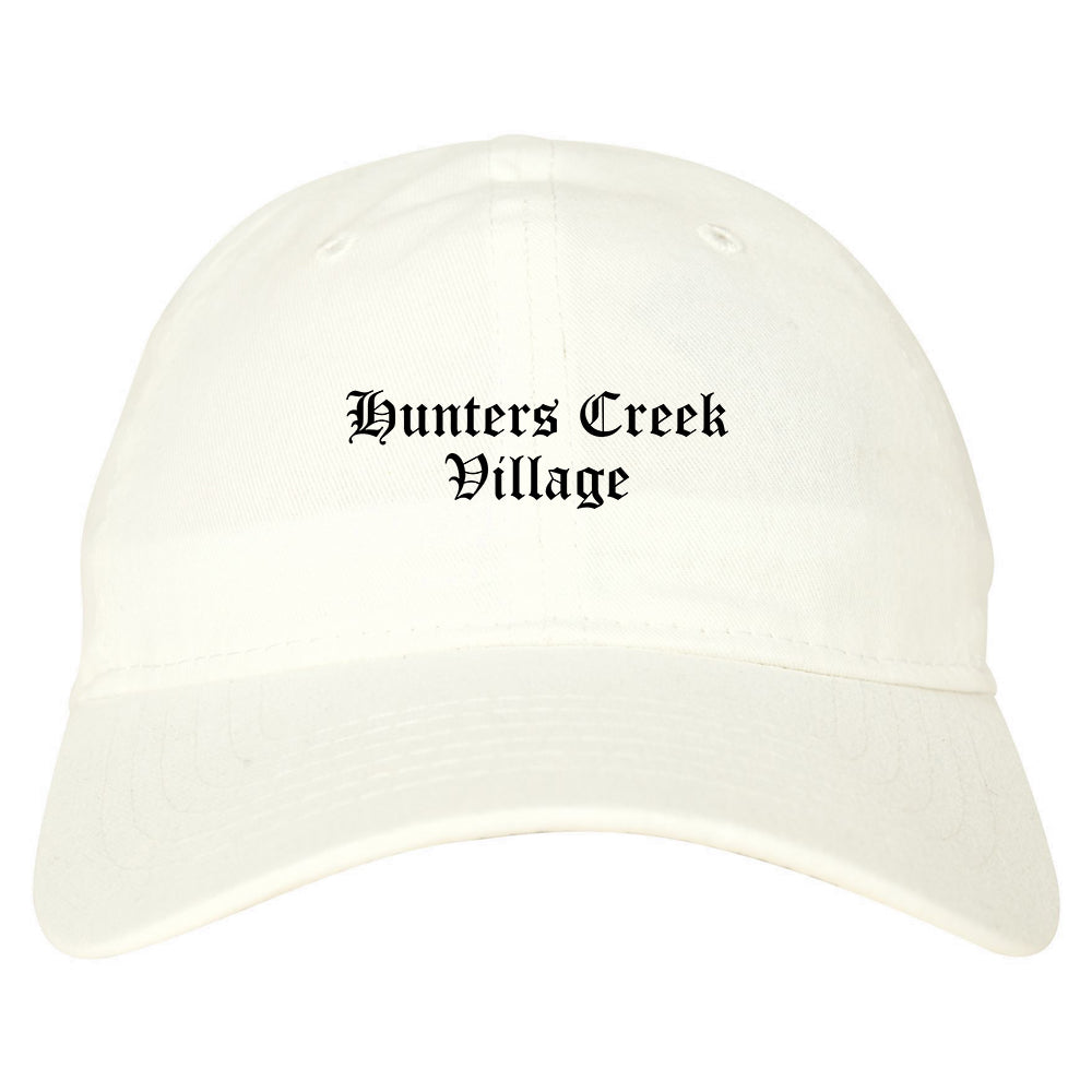 Hunters Creek Village Texas TX Old English Mens Dad Hat Baseball Cap White