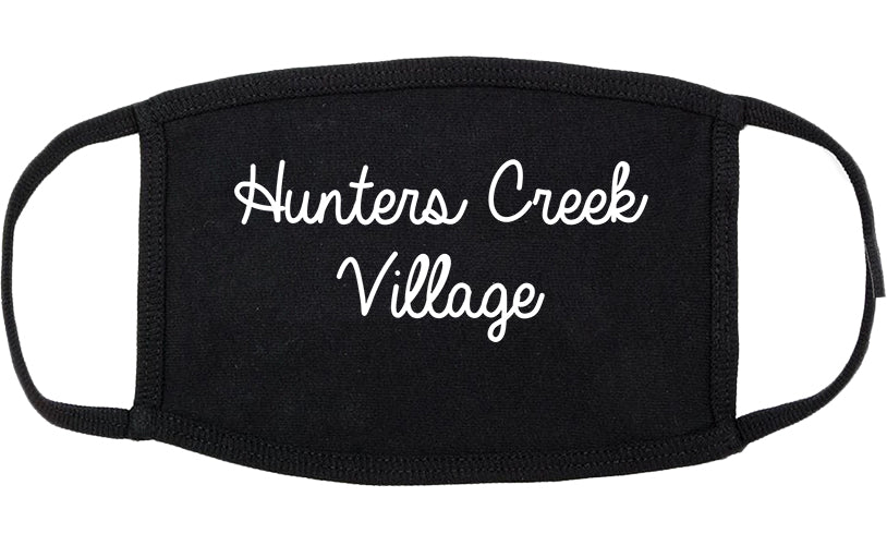Hunters Creek Village Texas TX Script Cotton Face Mask Black