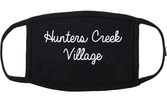 Hunters Creek Village Texas TX Script Cotton Face Mask Black