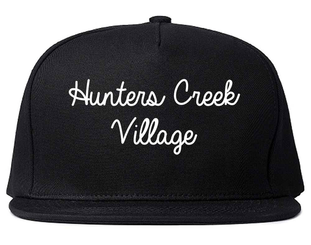 Hunters Creek Village Texas TX Script Mens Snapback Hat Black