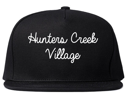 Hunters Creek Village Texas TX Script Mens Snapback Hat Black