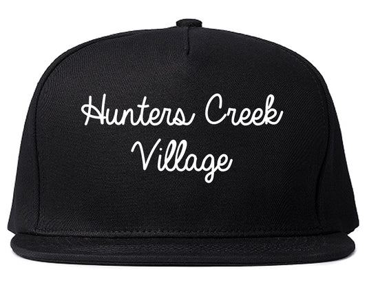 Hunters Creek Village Texas TX Script Mens Snapback Hat Black