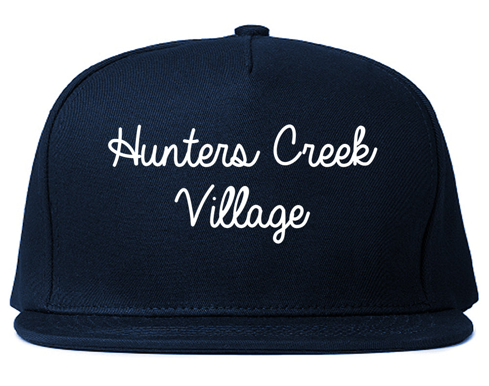 Hunters Creek Village Texas TX Script Mens Snapback Hat Navy Blue