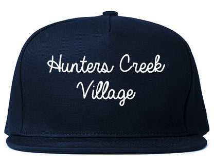 Hunters Creek Village Texas TX Script Mens Snapback Hat Navy Blue