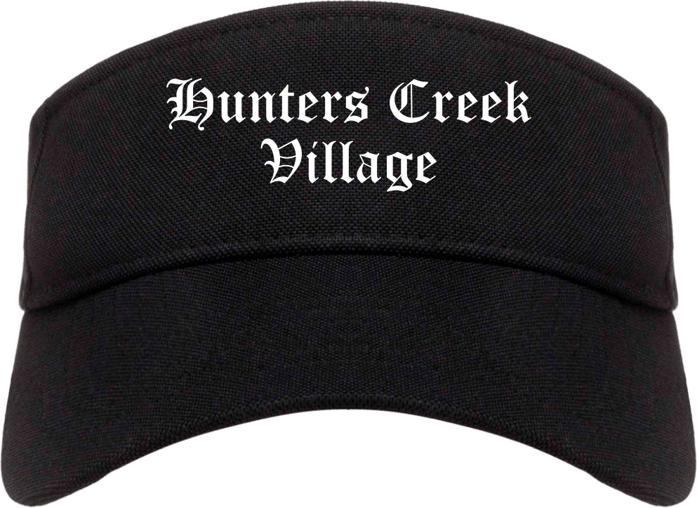 Hunters Creek Village Texas TX Old English Mens Visor Cap Hat Black