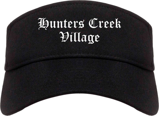 Hunters Creek Village Texas TX Old English Mens Visor Cap Hat Black