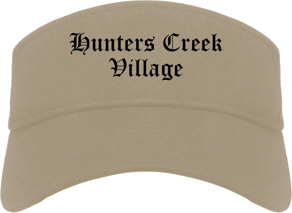 Hunters Creek Village Texas TX Old English Mens Visor Cap Hat Khaki