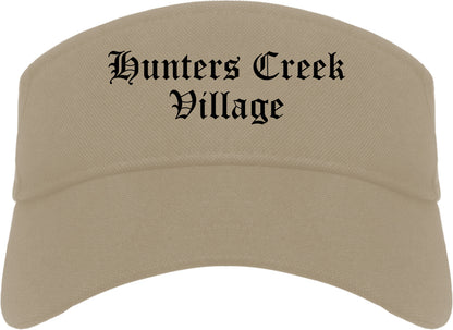 Hunters Creek Village Texas TX Old English Mens Visor Cap Hat Khaki