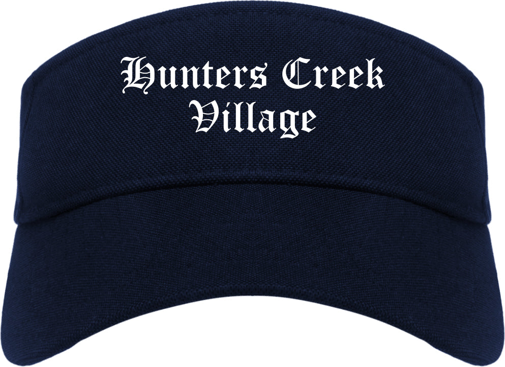Hunters Creek Village Texas TX Old English Mens Visor Cap Hat Navy Blue