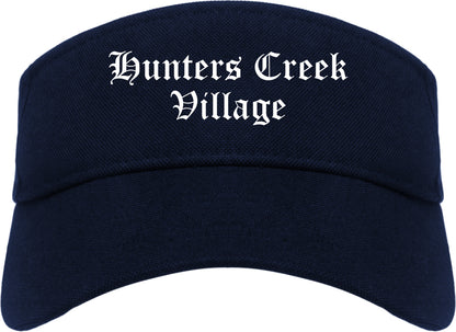 Hunters Creek Village Texas TX Old English Mens Visor Cap Hat Navy Blue