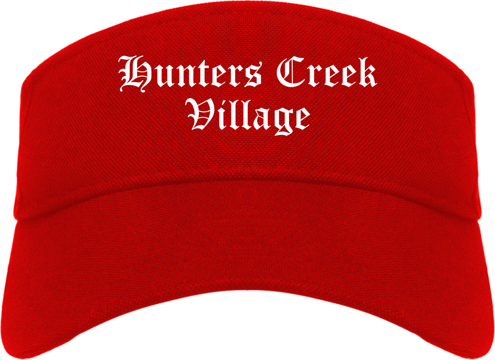 Hunters Creek Village Texas TX Old English Mens Visor Cap Hat Red
