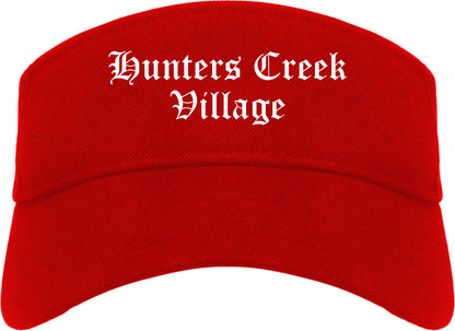 Hunters Creek Village Texas TX Old English Mens Visor Cap Hat Red