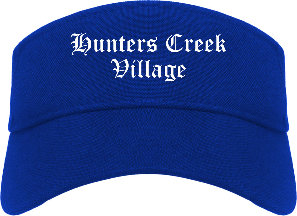 Hunters Creek Village Texas TX Old English Mens Visor Cap Hat Royal Blue