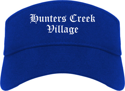 Hunters Creek Village Texas TX Old English Mens Visor Cap Hat Royal Blue