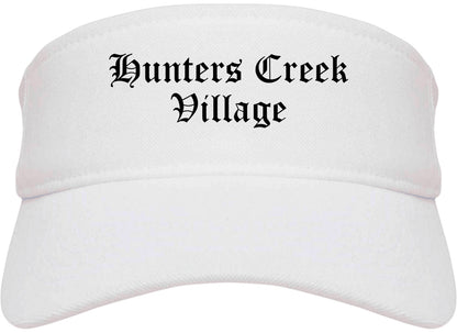 Hunters Creek Village Texas TX Old English Mens Visor Cap Hat White