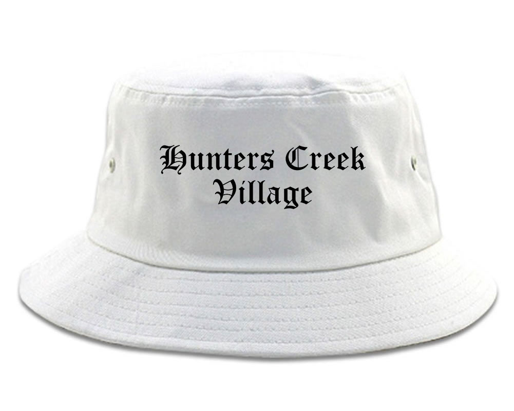 Hunters Creek Village Texas TX Old English Mens Bucket Hat White