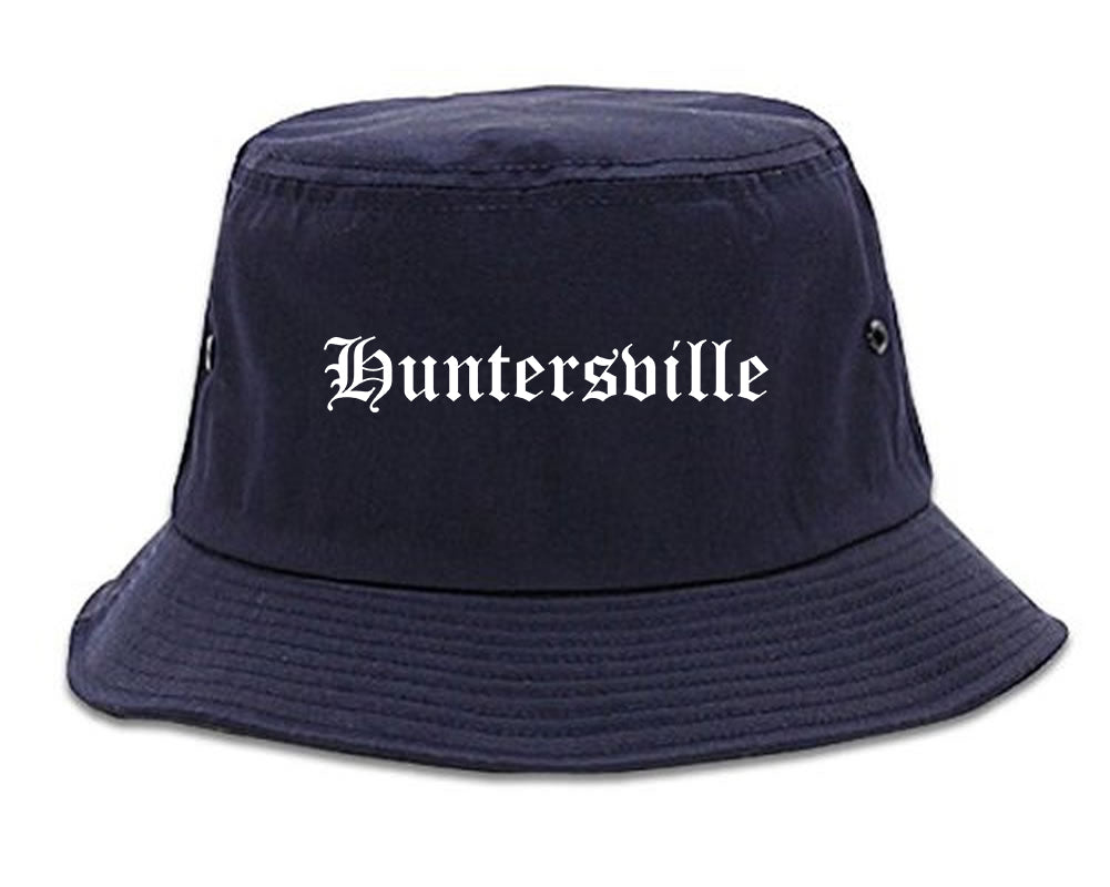 Huntersville North Carolina NC Old English Mens Bucket Hat Navy Blue