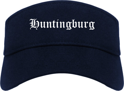 Huntingburg Indiana IN Old English Mens Visor Cap Hat Navy Blue