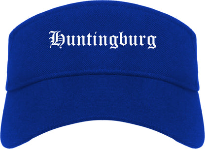 Huntingburg Indiana IN Old English Mens Visor Cap Hat Royal Blue