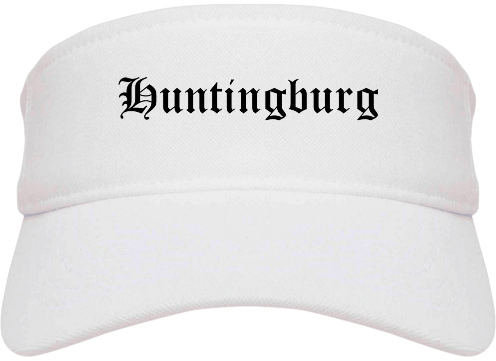 Huntingburg Indiana IN Old English Mens Visor Cap Hat White
