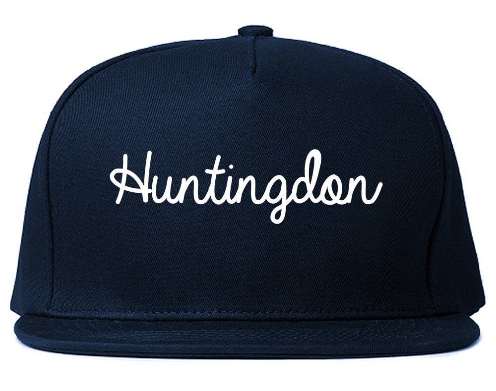 Huntingdon Pennsylvania PA Script Mens Snapback Hat Navy Blue