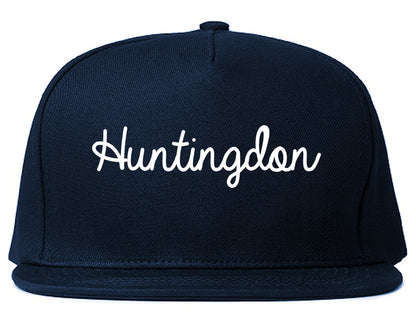 Huntingdon Pennsylvania PA Script Mens Snapback Hat Navy Blue