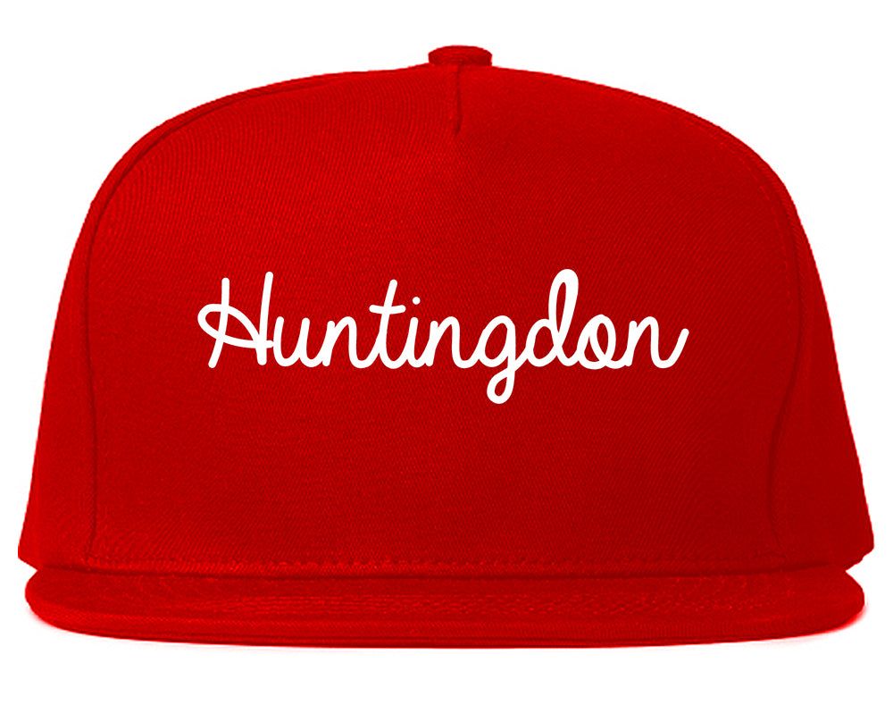 Huntingdon Pennsylvania PA Script Mens Snapback Hat Red