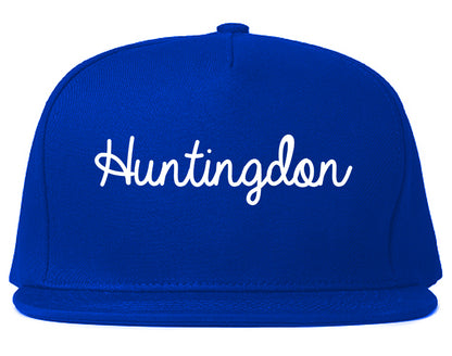 Huntingdon Pennsylvania PA Script Mens Snapback Hat Royal Blue