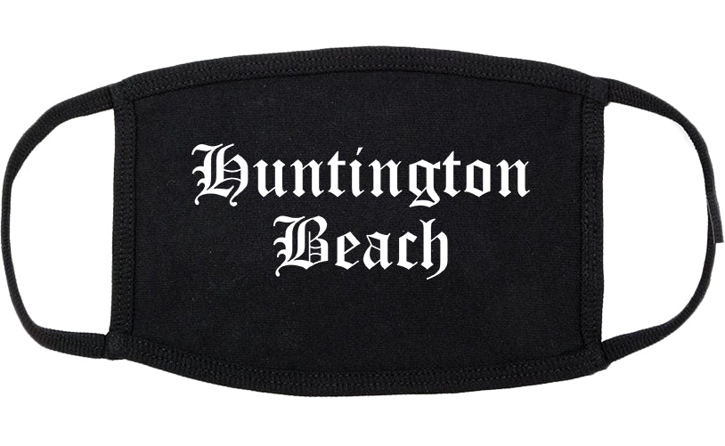 Huntington Beach California CA Old English Cotton Face Mask Black