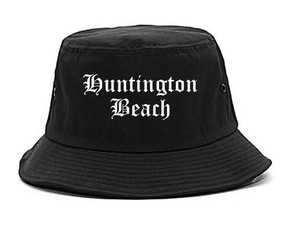 Huntington Beach California CA Old English Mens Bucket Hat Black
