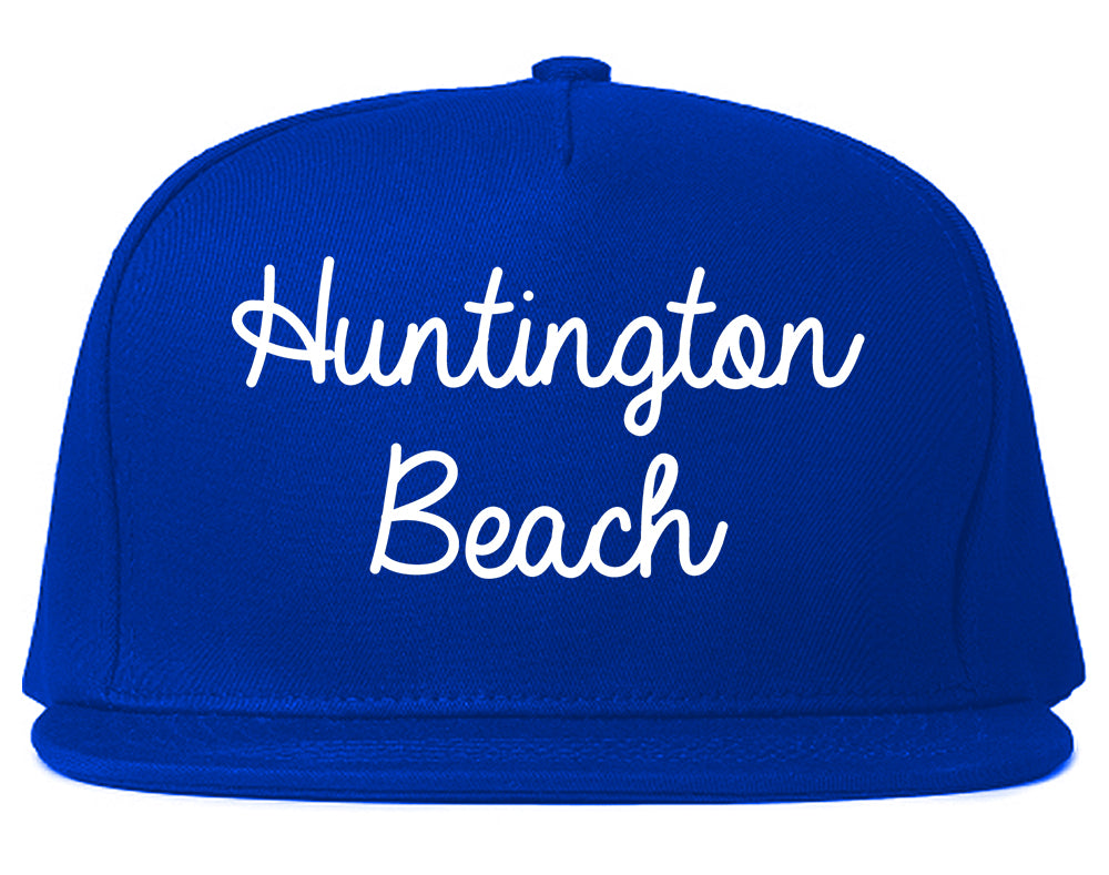 Huntington Beach California CA Script Mens Snapback Hat Royal Blue