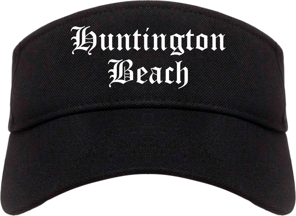 Huntington Beach California CA Old English Mens Visor Cap Hat Black