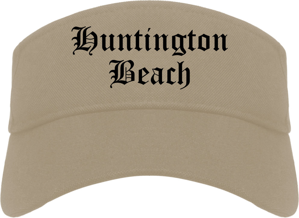 Huntington Beach California CA Old English Mens Visor Cap Hat Khaki
