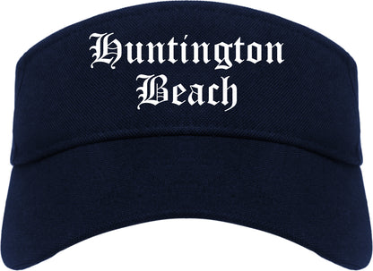 Huntington Beach California CA Old English Mens Visor Cap Hat Navy Blue