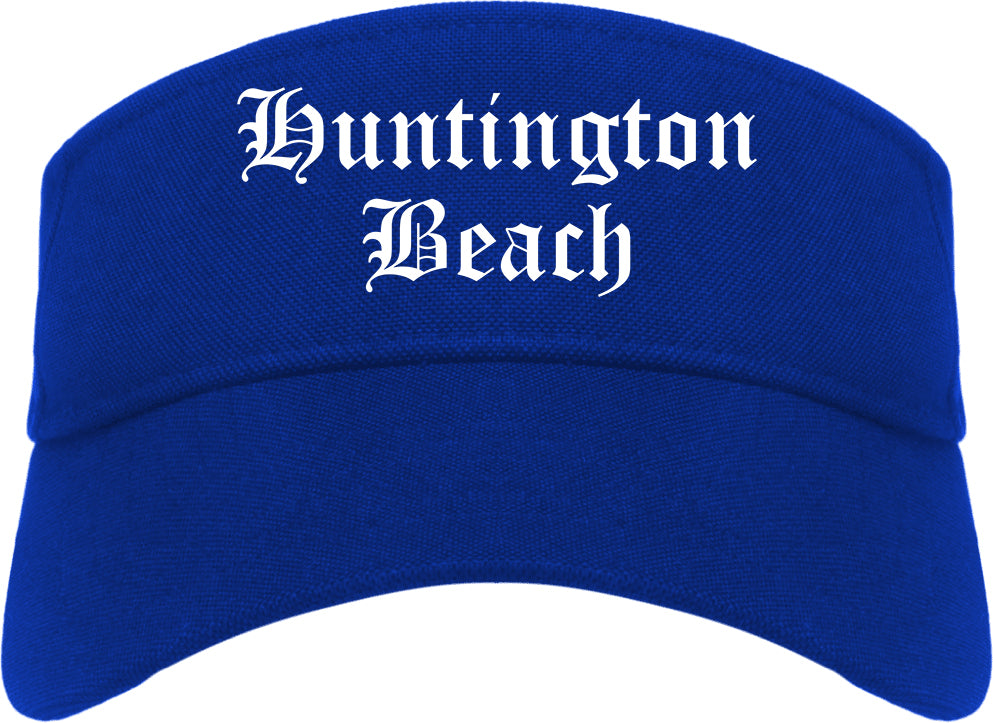 Huntington Beach California CA Old English Mens Visor Cap Hat Royal Blue