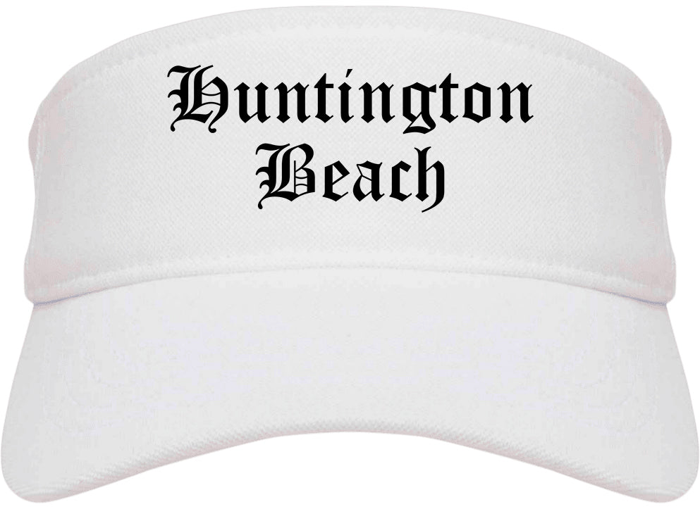 Huntington Beach California CA Old English Mens Visor Cap Hat White