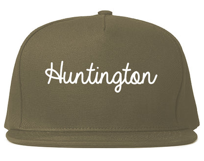 Huntington Indiana IN Script Mens Snapback Hat Grey