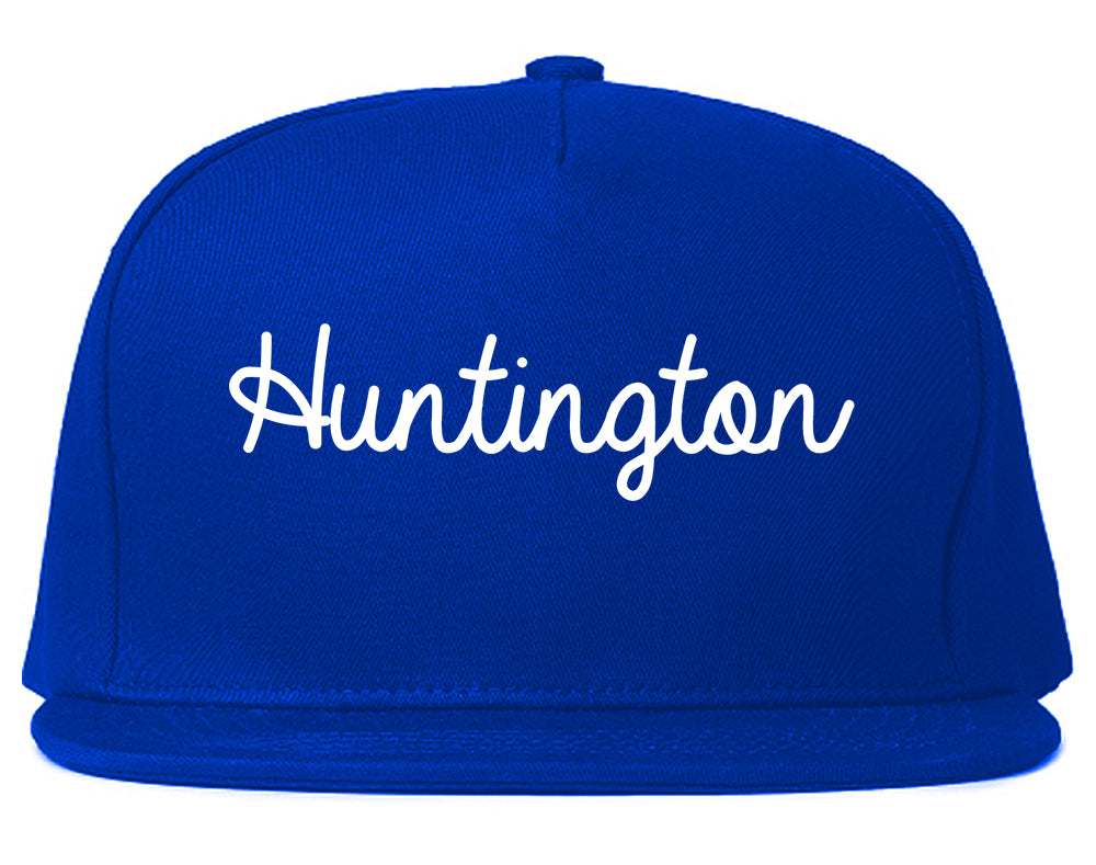Huntington Indiana IN Script Mens Snapback Hat Royal Blue