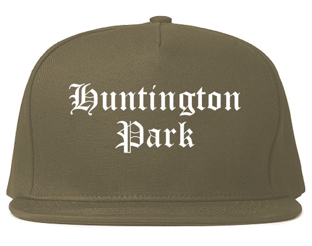 Huntington Park California CA Old English Mens Snapback Hat Grey