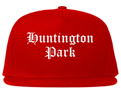 Huntington Park California CA Old English Mens Snapback Hat Red