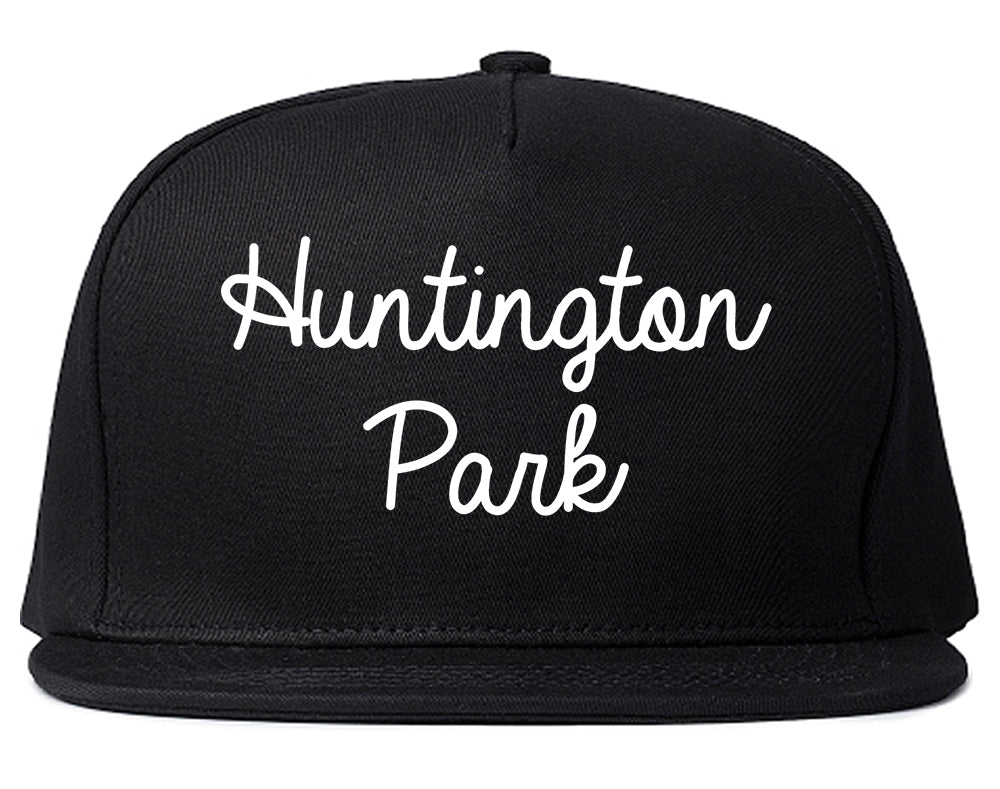 Huntington Park California CA Script Mens Snapback Hat Black