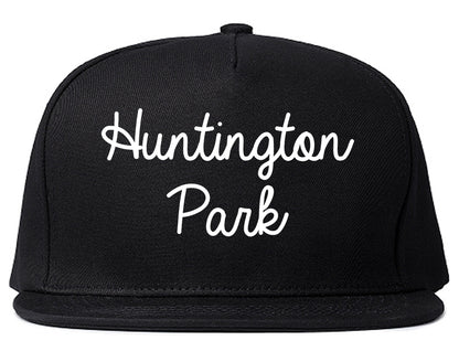 Huntington Park California CA Script Mens Snapback Hat Black